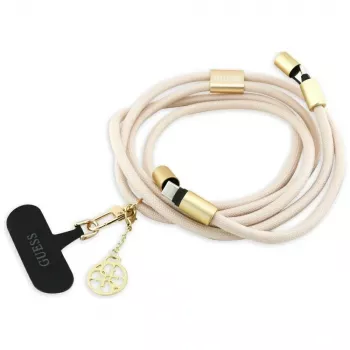Guess Crossbody Strap 4G Charm - Universele telefoonstrap / USB-C naar USB-C kabel 1,5m (beige)