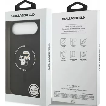 KARL LAGERFELD siliconen Karl & Choupette Ring MagSafe case voor Apple iPhone Air - zwart