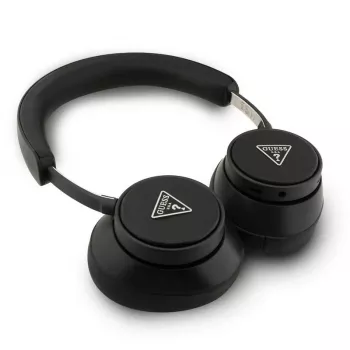 Guess Bluetooth over-ear hoofdtelefoon ENC Saffiano Triangle Logo zwart
