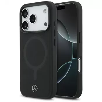 Mercedes Plain Smooth Leather MagSafe case voor iPhone 17 Pro zwart