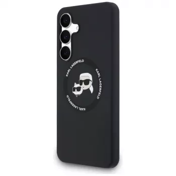 Karl Lagerfeld Silicone Karl & Choupette Heads MagSafe case voor Samsung Galaxy S25 FE zwart