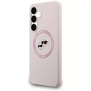 KARL LAGERFELD siliconenhoesje Karl & Choupette Heads MagSafe voor Samsung Galaxy S25 FE roze