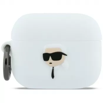 KARL LAGERFELD Silicone Karl Head 3D-hoesje voor AirPods Pro 3, wit
