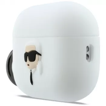 KARL LAGERFELD Silicone Karl Head 3D-hoesje voor AirPods Pro 3, wit