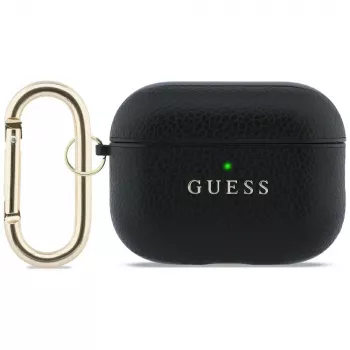 Guess Grained Classic Logo-hoesje voor AirPods Pro 3, zwart