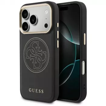 Guess Perforated 4G MagSafe-hoesje voor iPhone 17 Pro Max, zwart