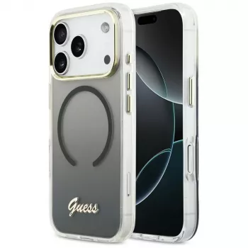 Guess IML Gradient Script Metal MagSafe-hoesje voor Apple iPhone 17 Pro, zwart