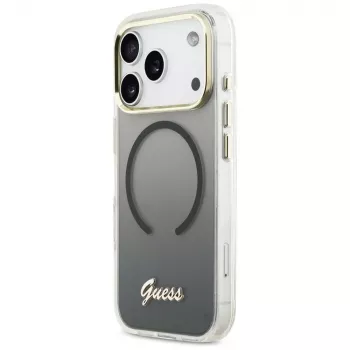 Guess IML Gradient Script Metal MagSafe-hoesje voor Apple iPhone 17 Pro Max, zwart