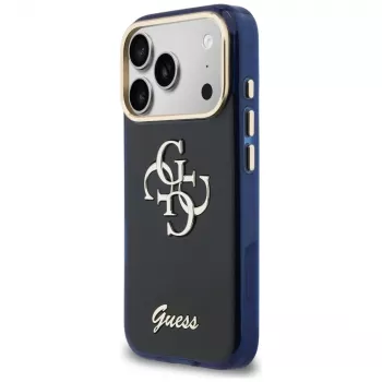 Guess IML 4G Script Metal-hoesje voor Apple iPhone 17 Pro Max - blauw