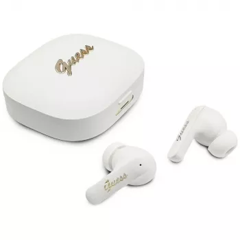 Guess Script Metal Logo True Wireless Stereo-oordopjes wit