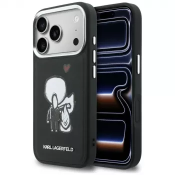 KARL LAGERFELD Karl & Choupette Back Logo MagSafe-hoesje voor iPhone 17 Pro Max, zwart