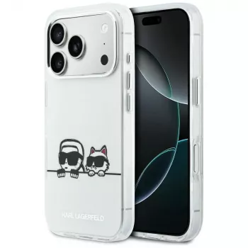 KARL LAGERFELD IML Karl & Choupette Peekaboo Logo MagSafe-hoesje voor Apple iPhone 17 Pro, wit