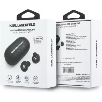 Karl Lagerfeld Saffiano Logo ENC TWS-oordopjes zwart