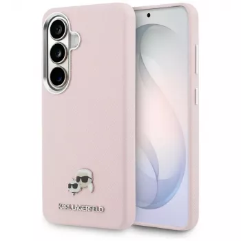 Karl Lagerfeld Saffiano KC Metal Logo MagSafe-hoesje voor Samsung Galaxy S26 - roze