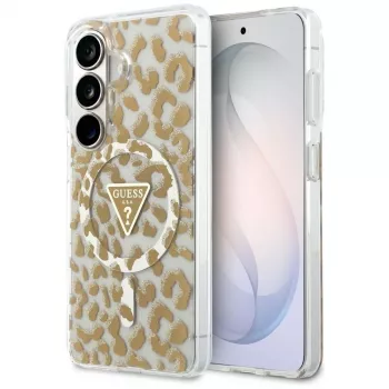 Guess IML Leopard Print Triangle MagSafe Case voor Samsung Galaxy S26 (bruin)