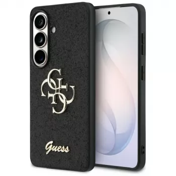 Guess Fixed Glitter Big 4G Metal Logo Case voor Samsung Galaxy S26 (zwart)