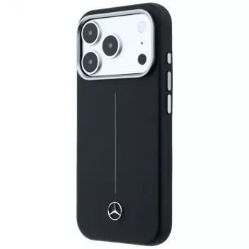 Mercedes Leather Semi Wrap Iconic Line MagSafe-hoesje voor iPhone 17 Pro Max zwart