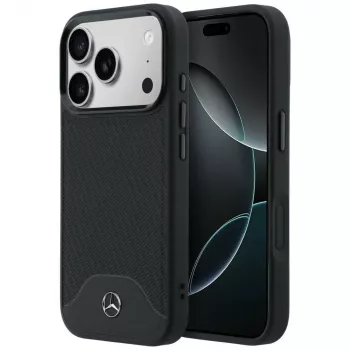 Mercedes-Benz leren houteffect en Curve MagSafe-hoesje voor iPhone 17 Pro, zwart