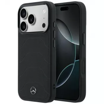 Mercedes-Benz leren Mesh with Bow Line MagSafe-hoesje voor iPhone 17 Pro Max, zwart