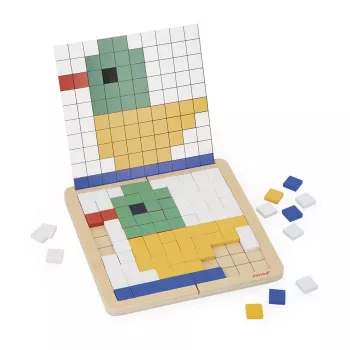 Janod houten mozaïekpuzzel symmetrie en codering 4in1 5+