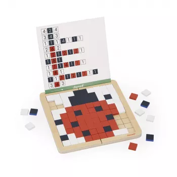 Janod houten mozaïekpuzzel symmetrie en codering 4in1 5+