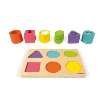 Janod sensorische houten puzzel vormen en klanken