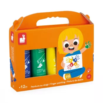 JANOD Vingerverf 5 Kleuren 400 ml Waterbasis Nontoxisch Afwasbaar Kunstverf voor Peuters vanaf 18 maanden