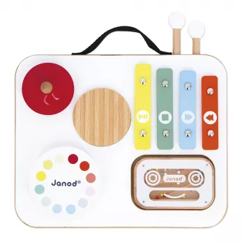 Janod Confetti Muzikaal Activity Bord met Draaggreep J07679
