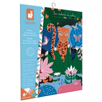 Janod Glow-in-the-Dark kristalmozaïek knutselset - Night Jungle - Creatieve activiteit voor kinderen vanaf 6 jaar