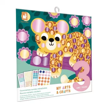 Janod My Arts & Crafts 3+ creatieve sticker kunstset met metallic ronde stickers