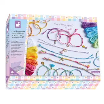 Janod Creatieve knutselset voor sieraden maken regenboogarmbanden 30 delen 8+