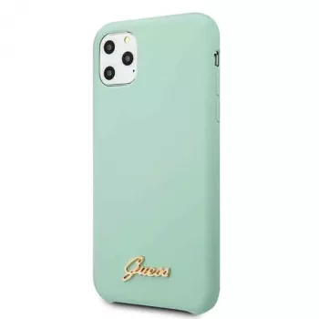 Guess GUHCN58LSLMGG iPhone 11 Pro groene siliconen hardcase met vintage gouden logo