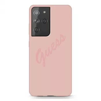 Guess GUHCS21LLSVSPI Script Vintage hard case voor Samsung Galaxy S21 Ultra (SM-G998) - roze