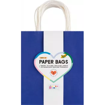 Folia 7 papieren draagtassen BASIC M blauw lichtblauw roze rood geel wit mint 18,0