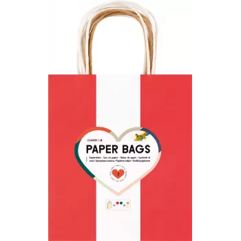 Folia 7 papieren zakjes CLASSIC M rood naturel groen crème metallic goud 18,0 x 21 cm