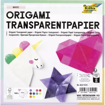 Folia transparant vouwpapier 15 x 15 cm, 50 vel, 42 g/m²