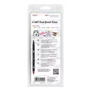 Tombow ABT-6P-2 Dual Brush Pen set - 6 kleuren - fijne punt & penselenpunt - meerkleurig