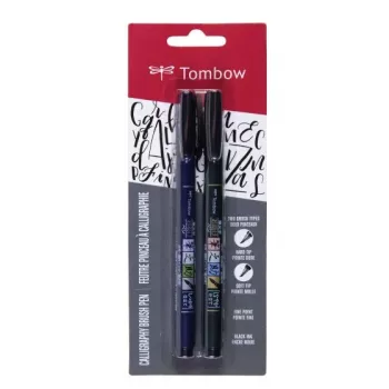 Tombow WS-BHS-2P Dual Brush Pen set - zwart - 2 stuks - blisterverpakking