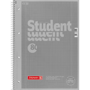 Brunnen collegeblok A4 geruit Lin.28 80 vel 90g Premium zilver 2 kantlijnen