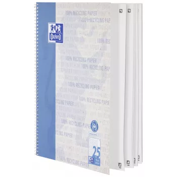 Oxford collegeblok A4+ 80 vel gelinieerd 4-voudig geperforeerd wit 90 g/m²