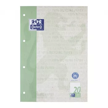 Oxford schoolblok recycling DIN A4 50 vel liniatuur 20 kopgelijmd blanco 4-voudig geperforeerd - A4