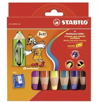 STABILO woody 3 in 1 Multi 6-pack - kleuren assorti