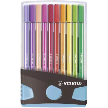 STABILO Pen 68 viltstift set - medium - 20 kleuren - assorti - 1 mm - 24 u cap-off - inkt op waterbasis