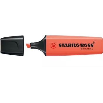 STABILO Boss Original Pastel markeerstift - koraalrood - 1 stuk - beitelpunt - 2 mm / 5 mm