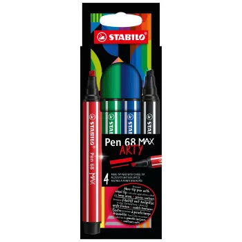 STABILO Pen 68 MAX 4-pack ARTY viltstift met beitelpunt