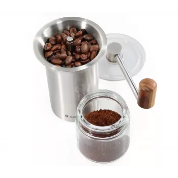 Zassenhaus koffiemolen BARISTA roestvrij staal / glas handmolen met keramisch maalwerk