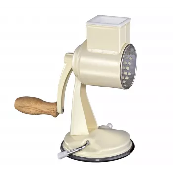 Zassenhaus trommelrasp Classic crème – 3-trommel-rotatierasp met roestvrijstalen trommels, zuignap, ergonomische slinger