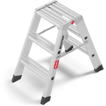 Hailo Master D80 2 x 3 treden dubbelzijdige opvouwbare trap, aluminium, 150 kg draagvermogen, EN 131