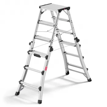 Hailo Master DTL100 2x4 - 2x6 treden telescoop-combinatieladder 150 kg aluminium