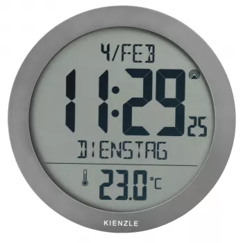 KIENZLE DCF radiografische wandklok met binnentemperatuurweergave, antraciet